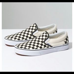 Chequered vans slip on